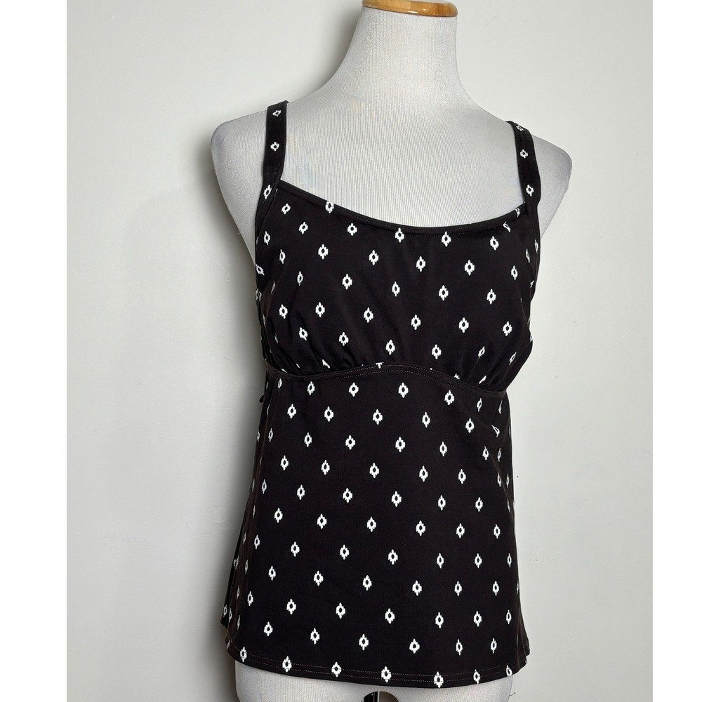 Lands' End Womens Soft Black Underwire Tankini Top‎ 12 Underwire